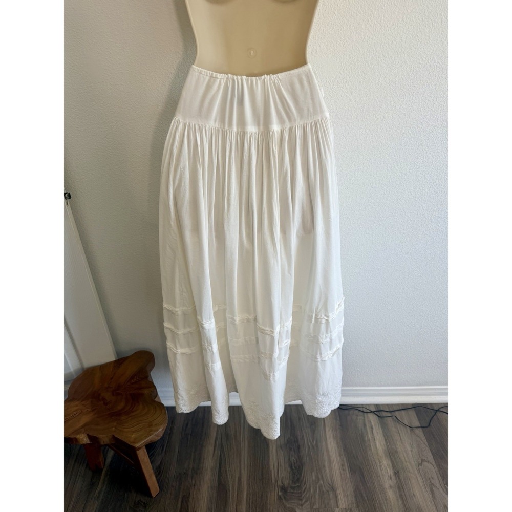 Reformation Aura Maxi Skirt Sz S White Eyelet Lace Trim Prairie Coastal Cowgirl - Picture 9 of 12